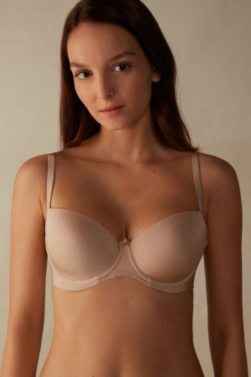 Intimissimi Sofia Balconette Bra in Ultralight Microfiber Natural | MDKFT52879