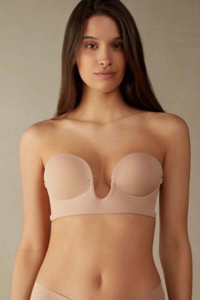 Intimissimi Stick-On Bandeau Plunge Bra with Graduated Cups Natural | ZDKNQ17226