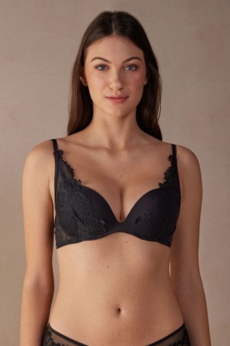 Intimissimi Stunning Beauty Gioia Super Push-up Bra Sort | XDKGW92854