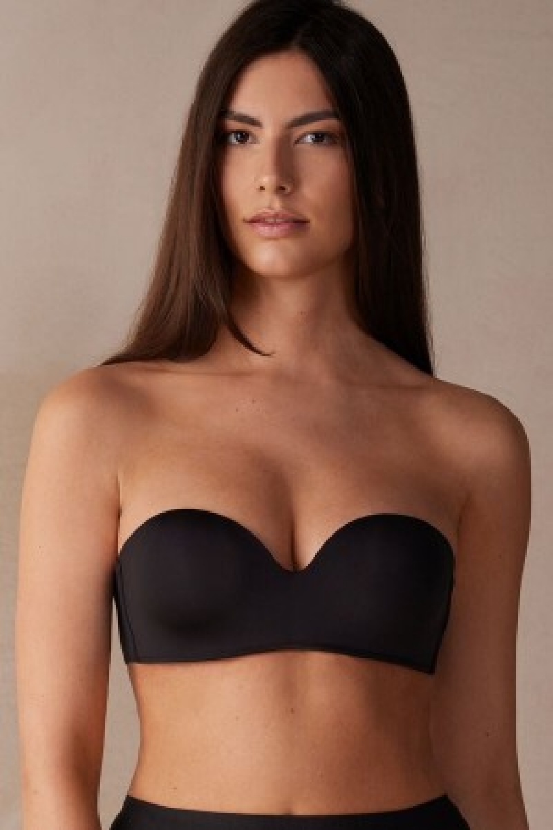 Intimissimi Gioia Bandeau Bra in Ultralight Microfiber Sort | DDKKV12537