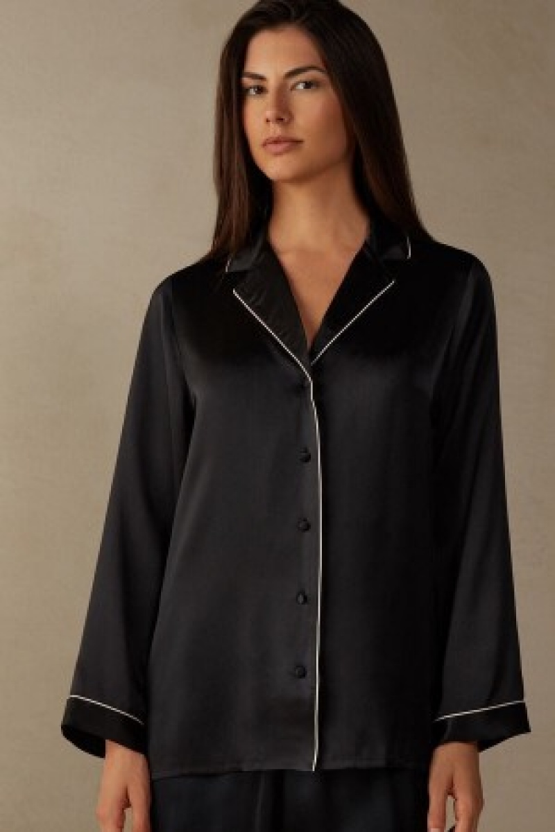 Intimissimi Mannish-Cut Jacket in Silk Satin Sort | XDKBH58750