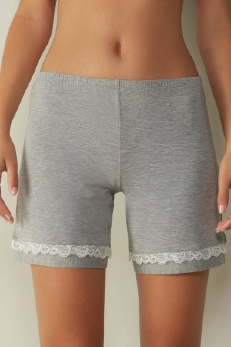 Intimissimi Modal Shorts with Blonder Details Grå | DKQAV33822