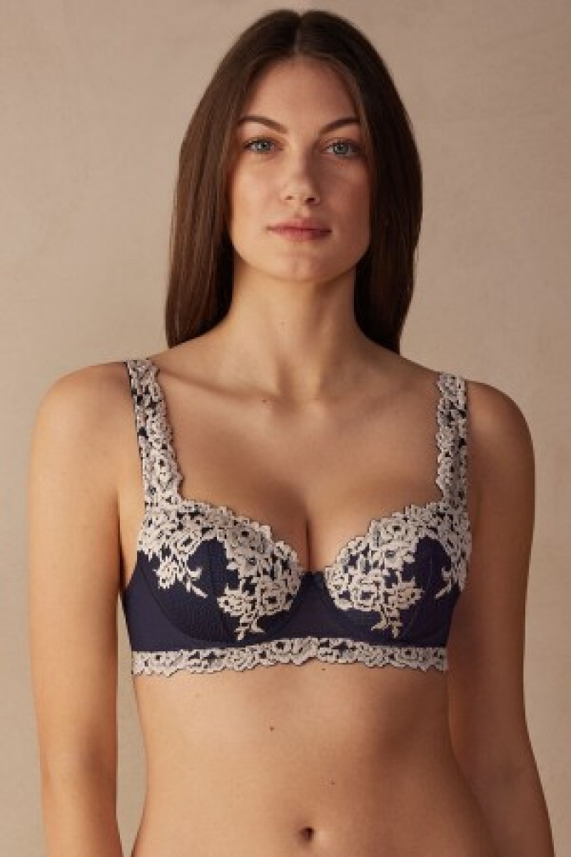 Intimissimi Pretty Flowers Sofia Balconette Bra Blå | YDKGT77567