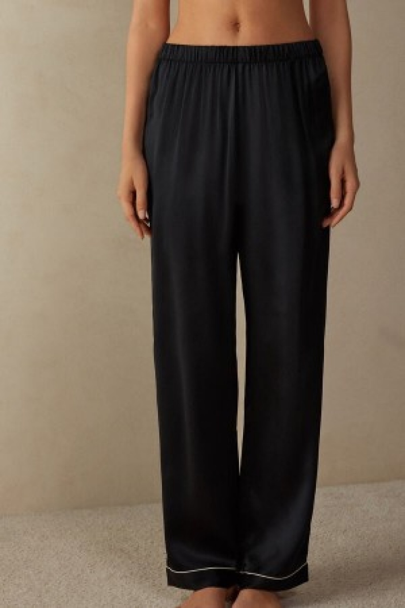 Intimissimi Silk Satin Pajama Pants Sort | QDKWA11023