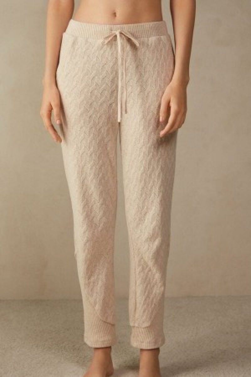 Intimissimi Vinter Braid Full Length Cuffed Pants Natural | QDKWA73326