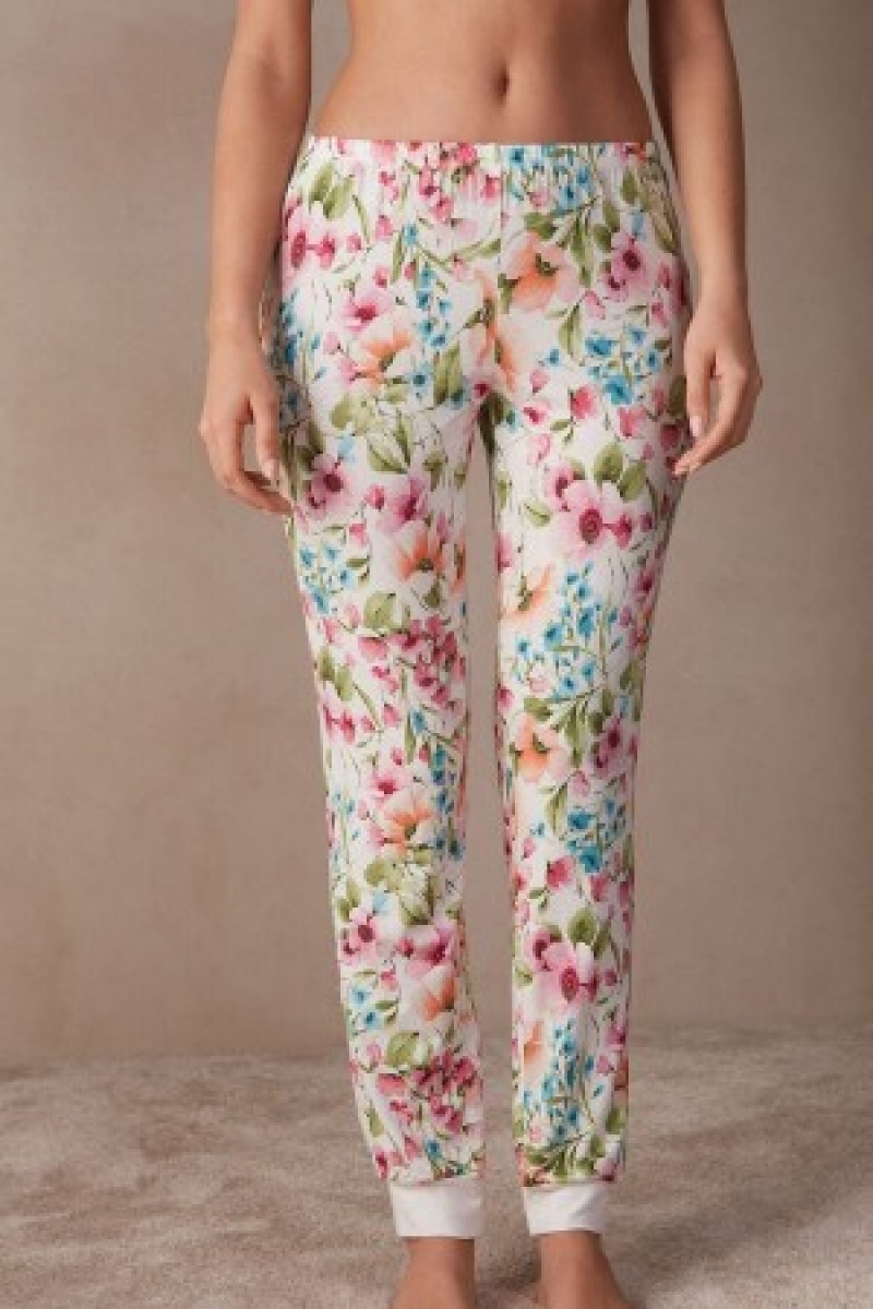 Intimissimi Botanical Lyrics Full Length Modal Pants Hvide | BDKSO89162