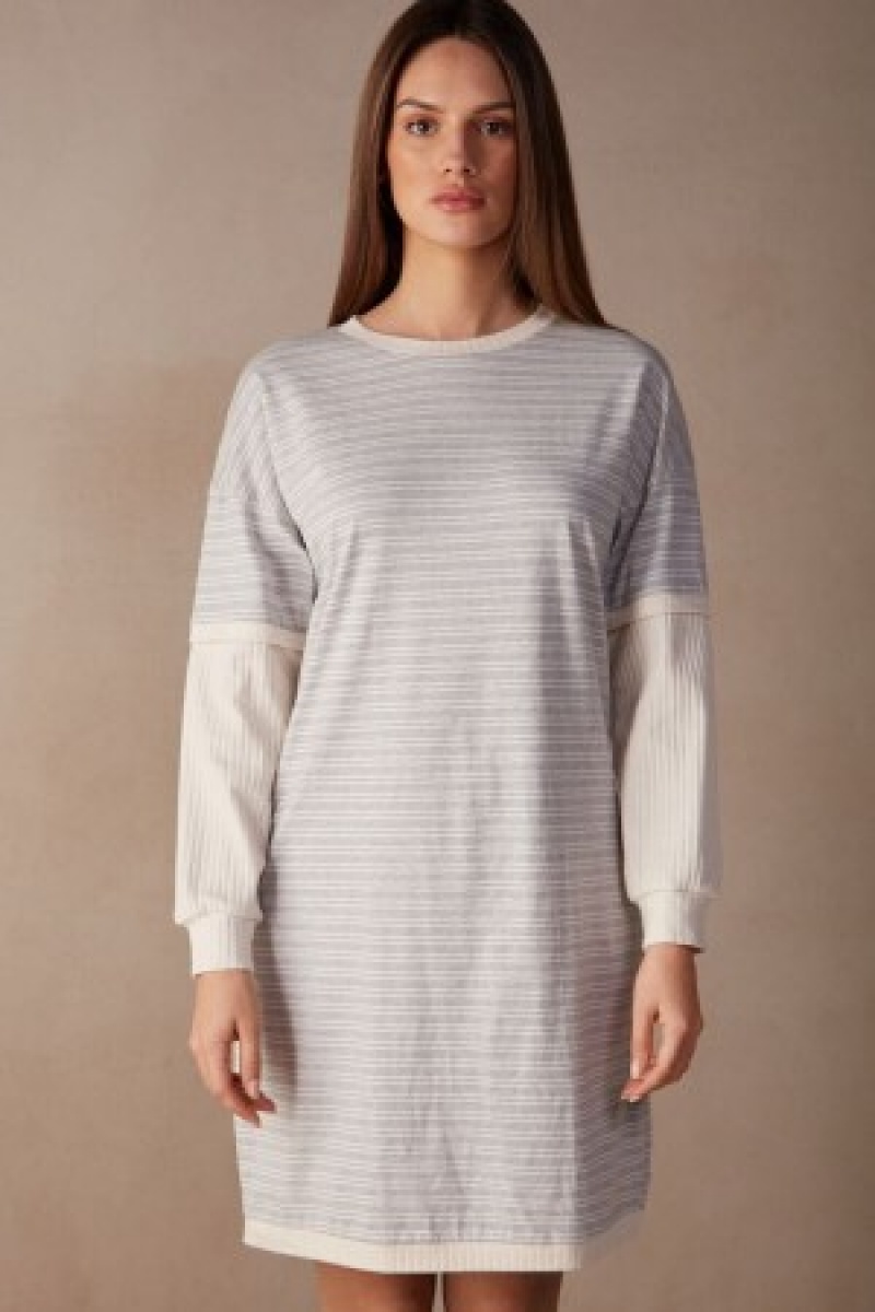 Intimissimi Casual Sunday Long Sleeve Nightshirt Hvide | DKNZX99261