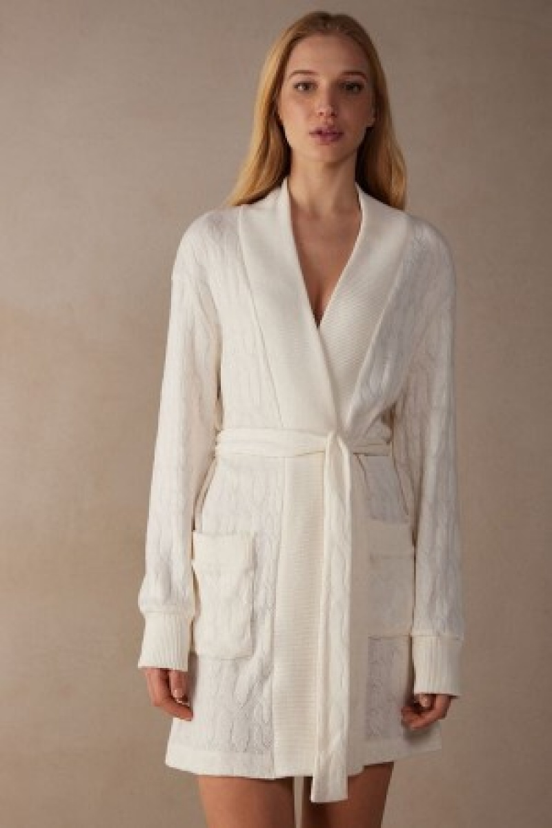 Intimissimi Lost in Fields Braided Robe Hvide | DKQCS11104