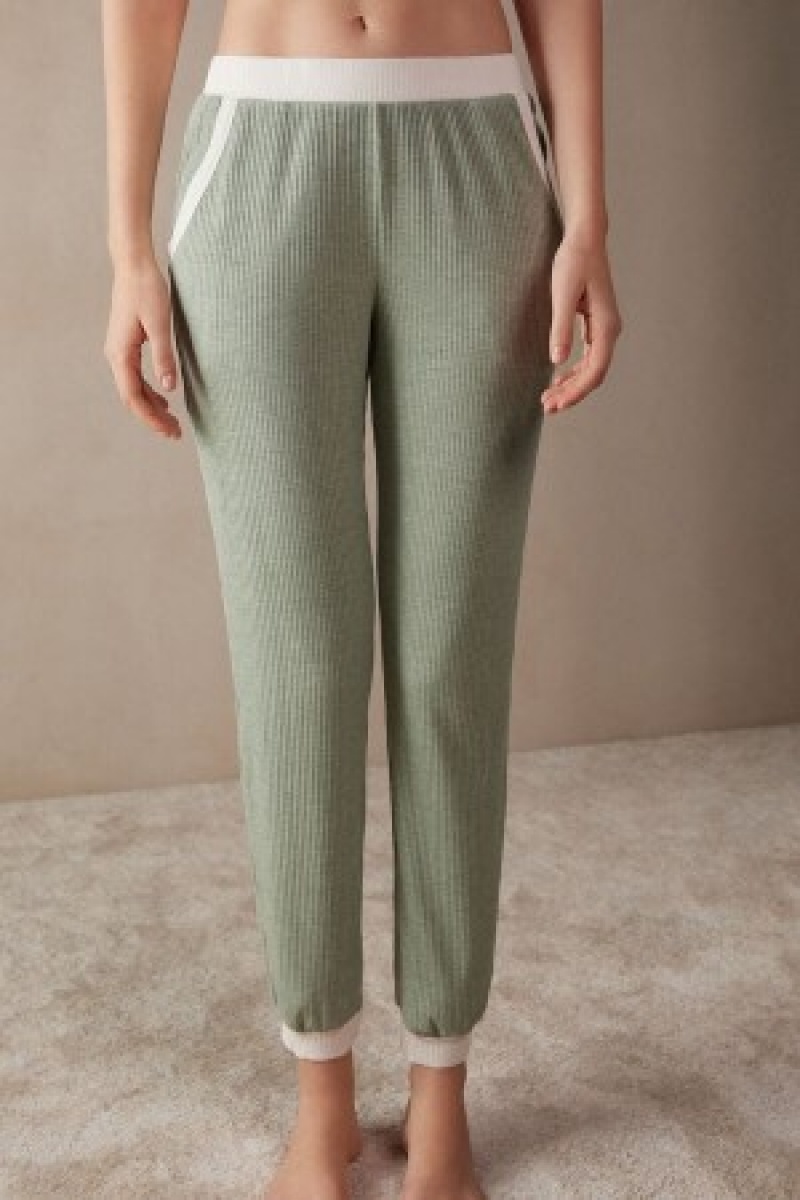 Intimissimi Lost in Fields Full Length Pants in Modal Grøn | UDKTG12326