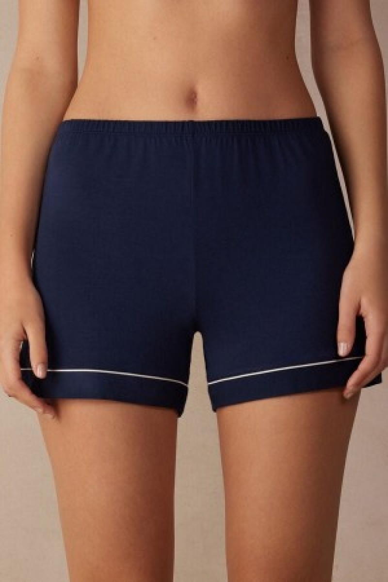 Intimissimi Modal Shorts with Contrast Trim Blå | LDKTR87025