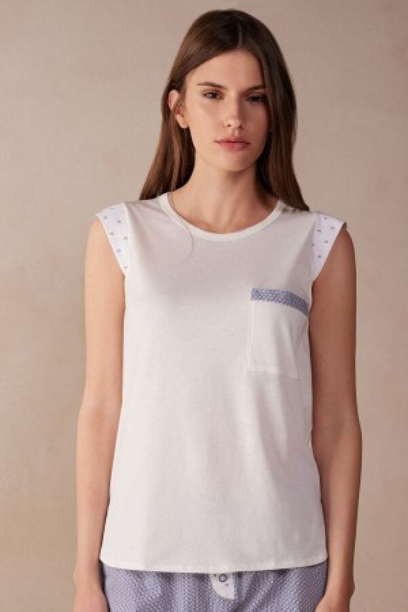 Intimissimi Santorini View Tank Top in Supima® Ultrafresh Bomulds Hvide | DKQAV81286