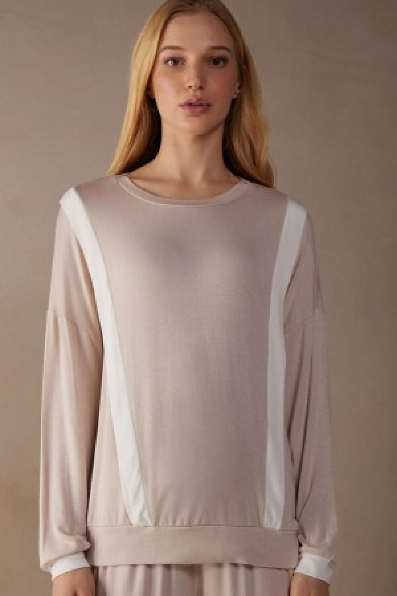 Intimissimi Simple Elegance Long Sleeve Top in Modal Lyserød | DKZDE45307