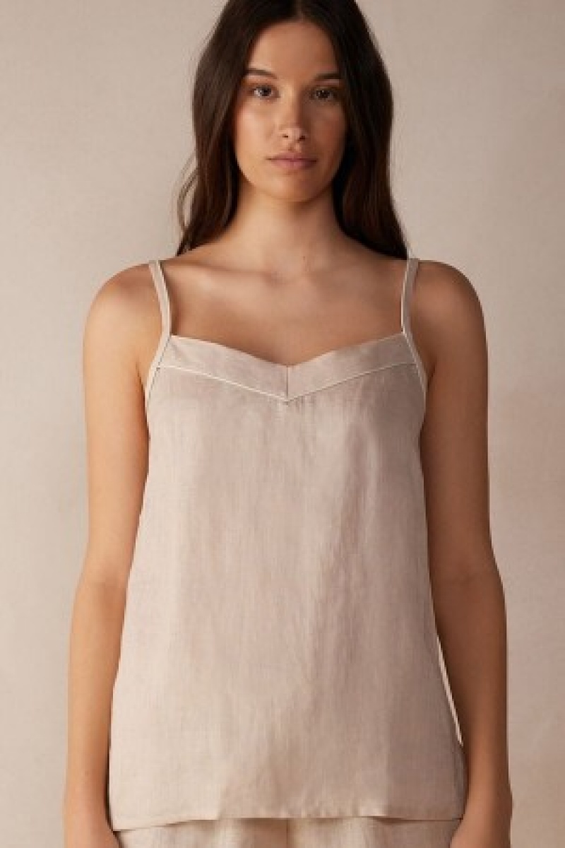 Intimissimi Yacht Night Linen Top Natural | EDKHC76678