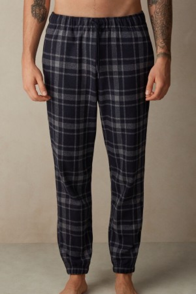 Intimissimi Check Tricot Full Length Pants Blå | QDKWA52022