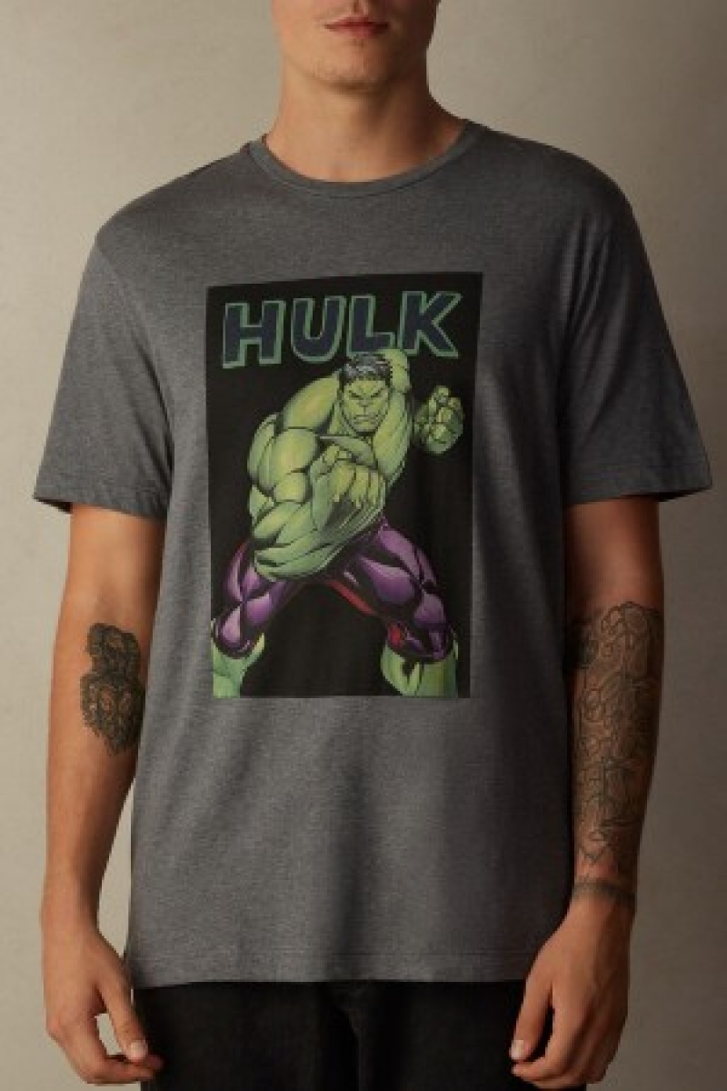 Intimissimi Hulk Print T-shirt Mørkegrå | GDKUC29821