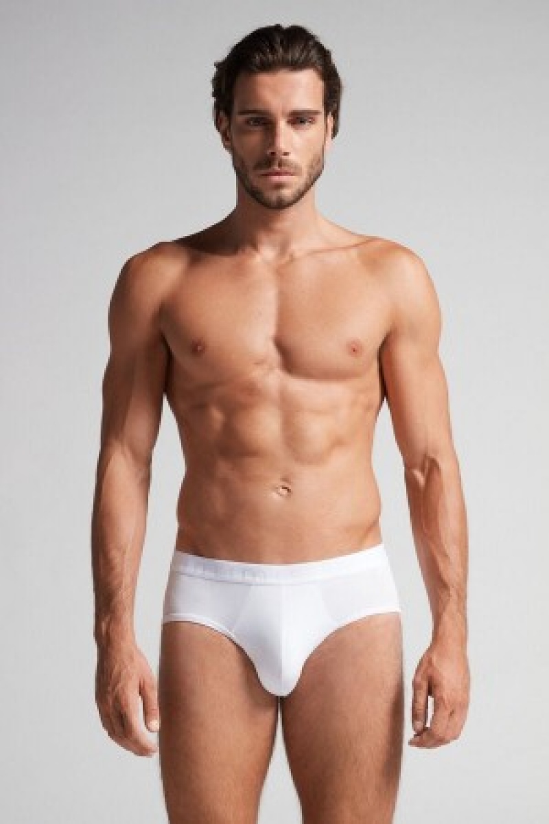 Intimissimi Microfiber Briefs with Logo Detail Hvide | DKCVG41537