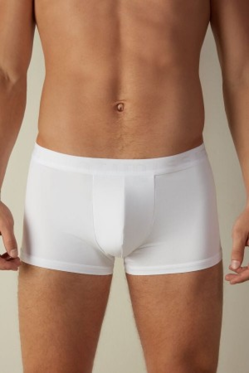 Intimissimi Microfiber Logo Boxer Shorts Hvide | DKZDE32938