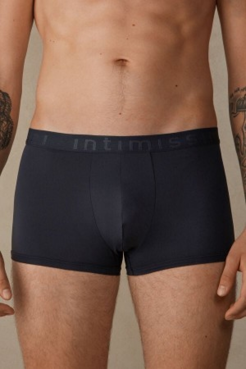 Intimissimi Microfiber Logo Boxer Shorts Blå | QDKWA95142