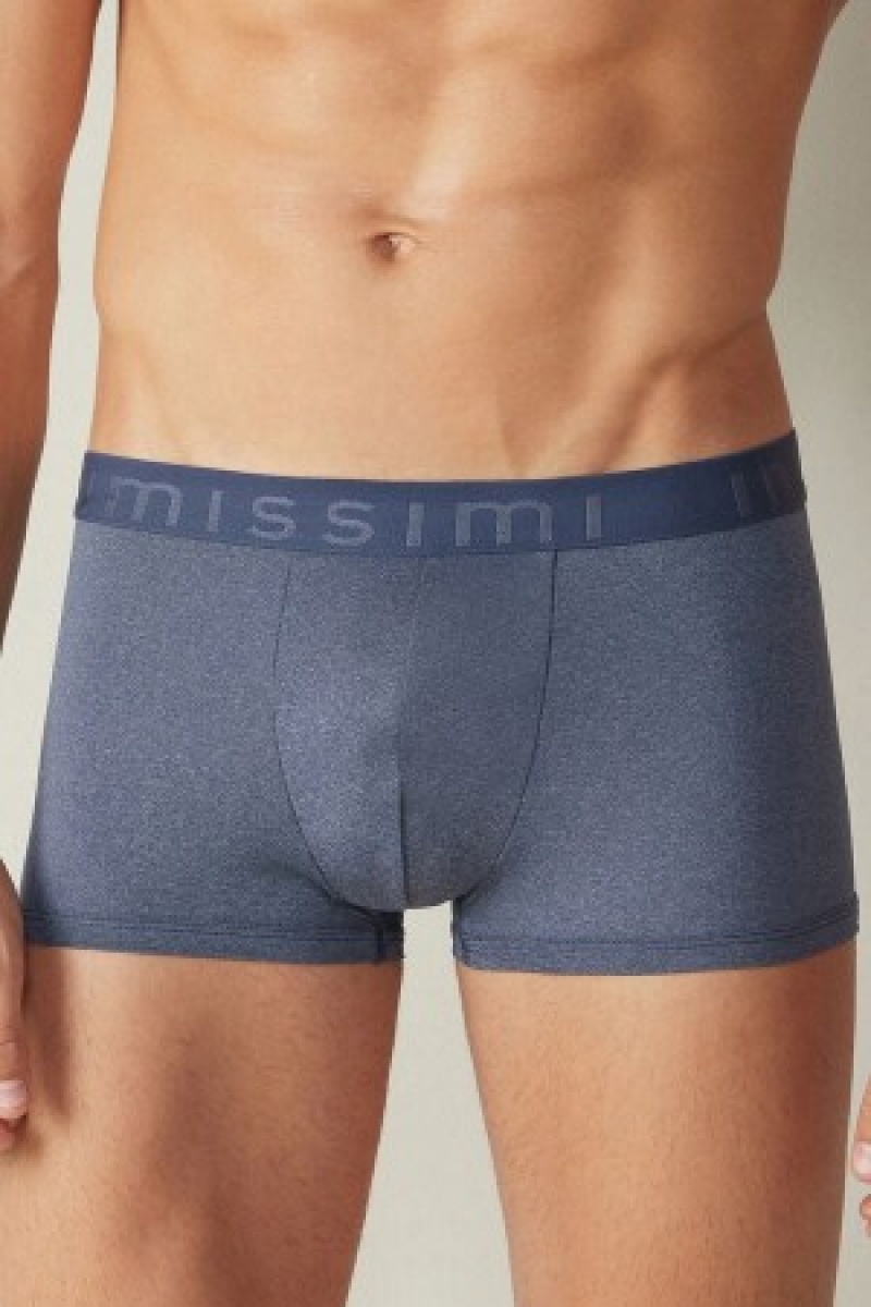 Intimissimi Microfiber Logo Boxer Shorts Blå | DDKVO23830