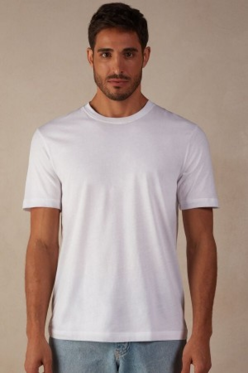 Intimissimi Regular Fit T-Shirt in Extrafine Supima® Bomulds Hvide | EDKHC24181