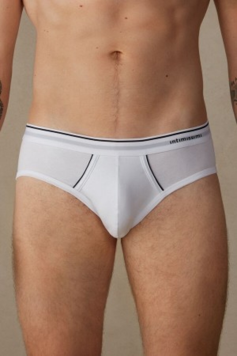 Intimissimi Supima Bomulds Briefs with Visible Elastic Hvide | PDKER54710