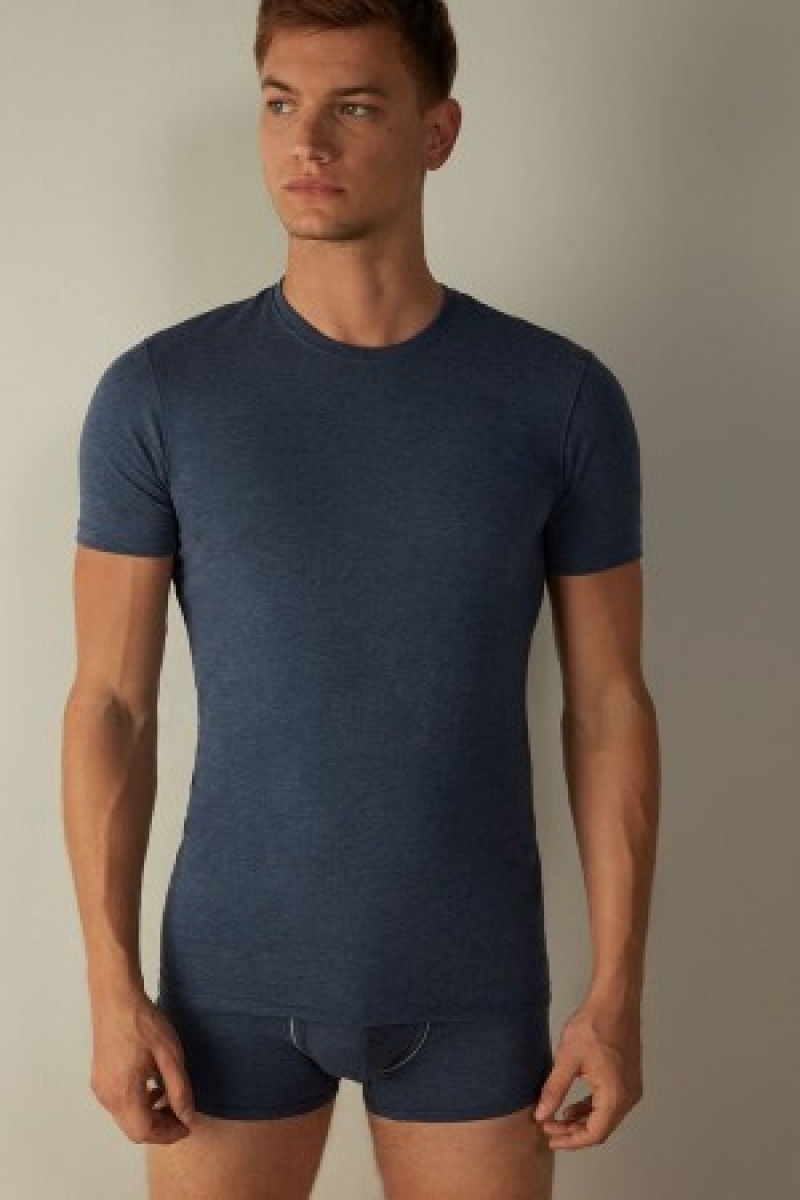 Intimissimi T-shirt in Stretch Supima® Bomulds Blå | QDKUV40656