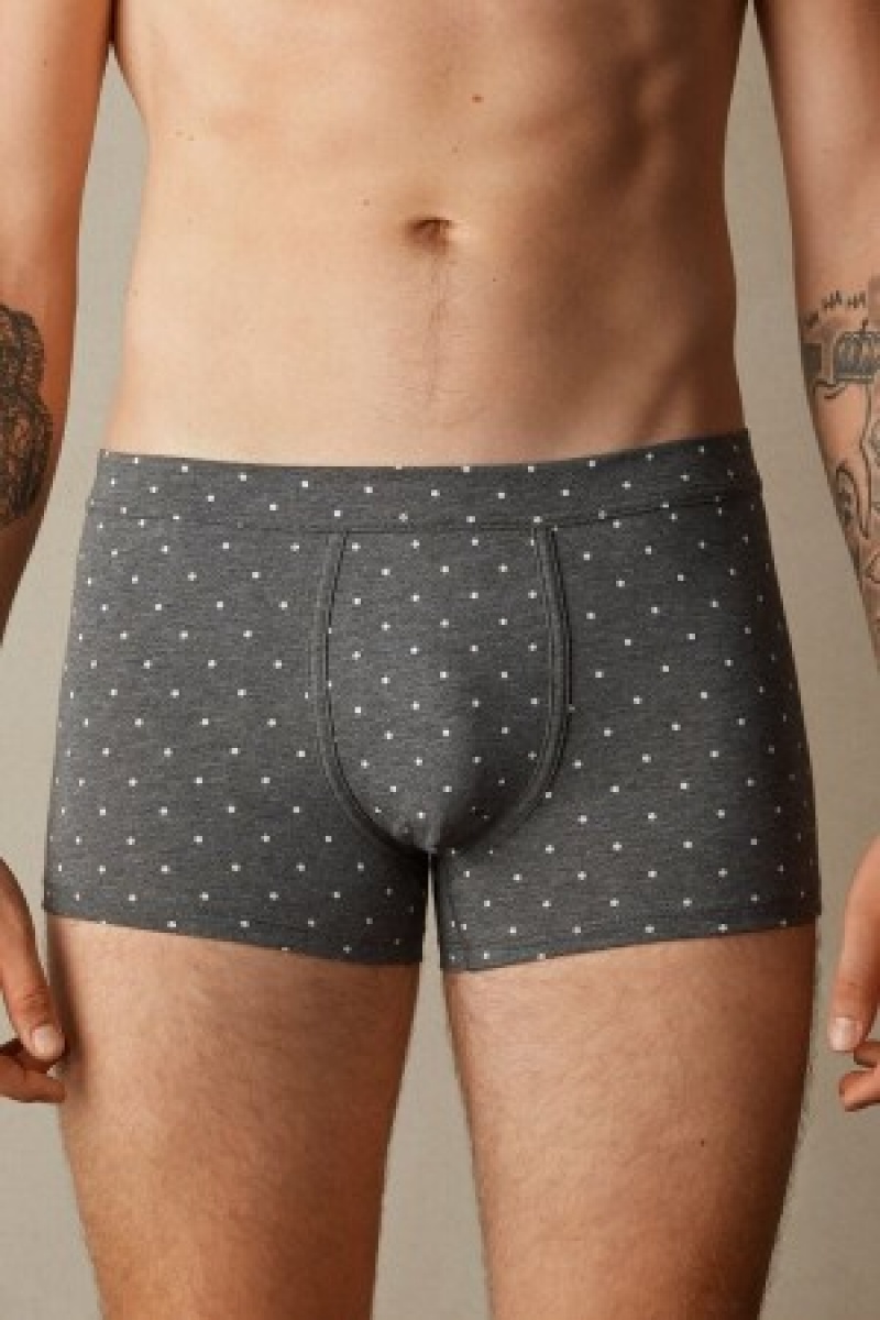 Intimissimi Dotted Boxers in Stretch Supima® Bomulds Grå | ZDKNQ54763