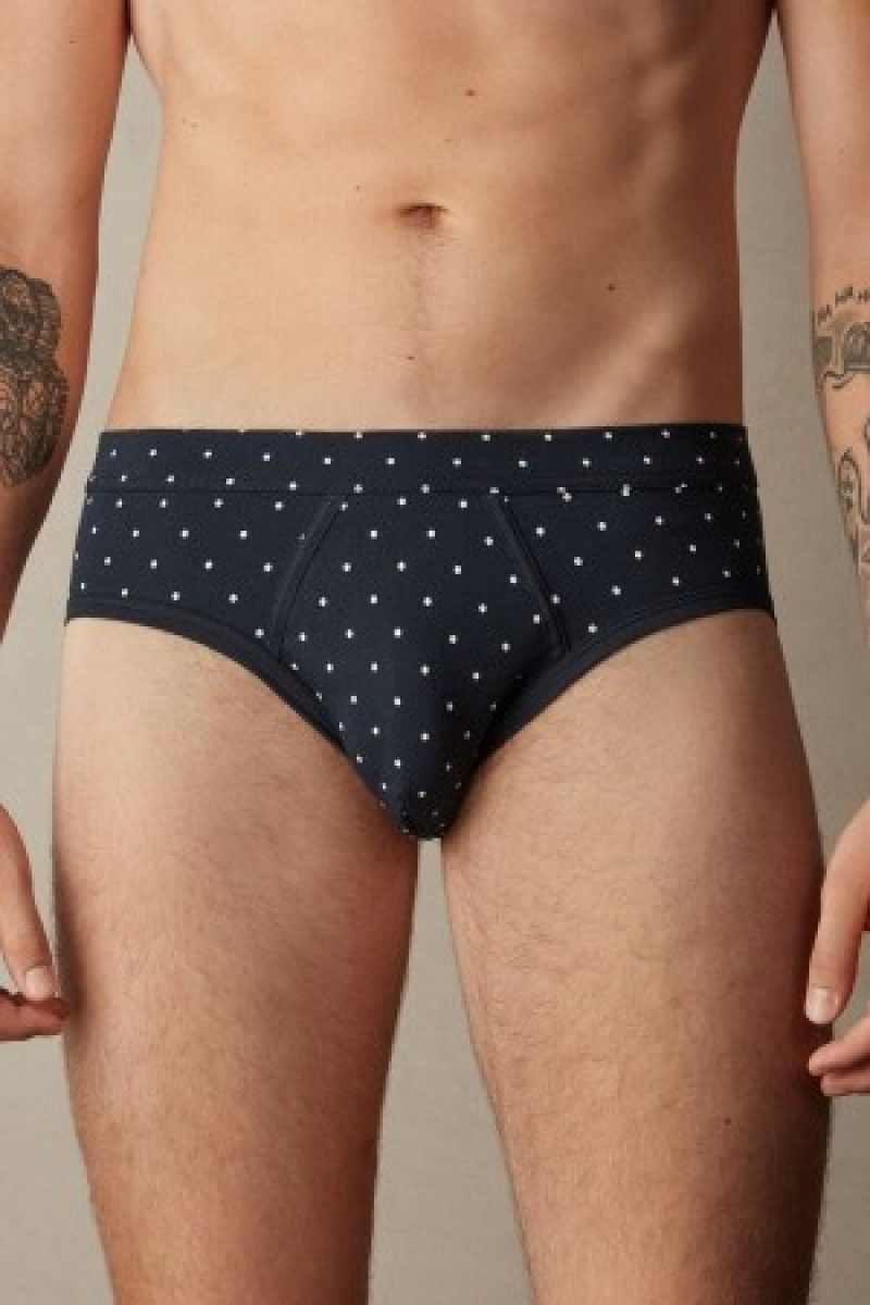 Intimissimi Dotted Briefs in Stretch Supima® Bomulds Blå | DKZPD80341