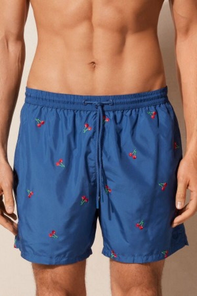 Intimissimi Embroidered Cherry Swim Trunks Blå | DKZPD73314