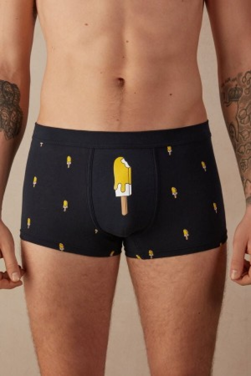 Intimissimi Ice Cream Boxers in Natural Fresh Supima® Bomulds Blå | DKICD42296