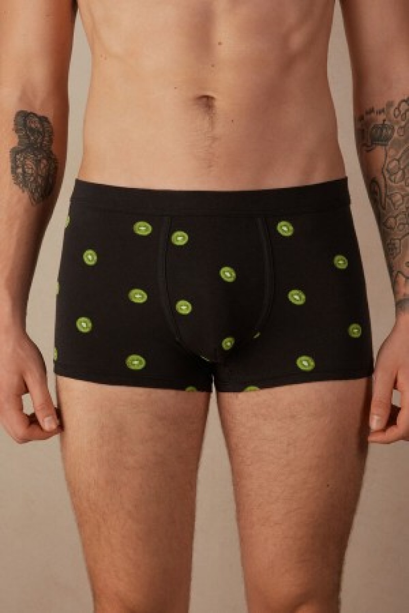 Intimissimi Kiwi Boxers in Natural Fresh Supima® Bomulds Sort | DKQAV87275