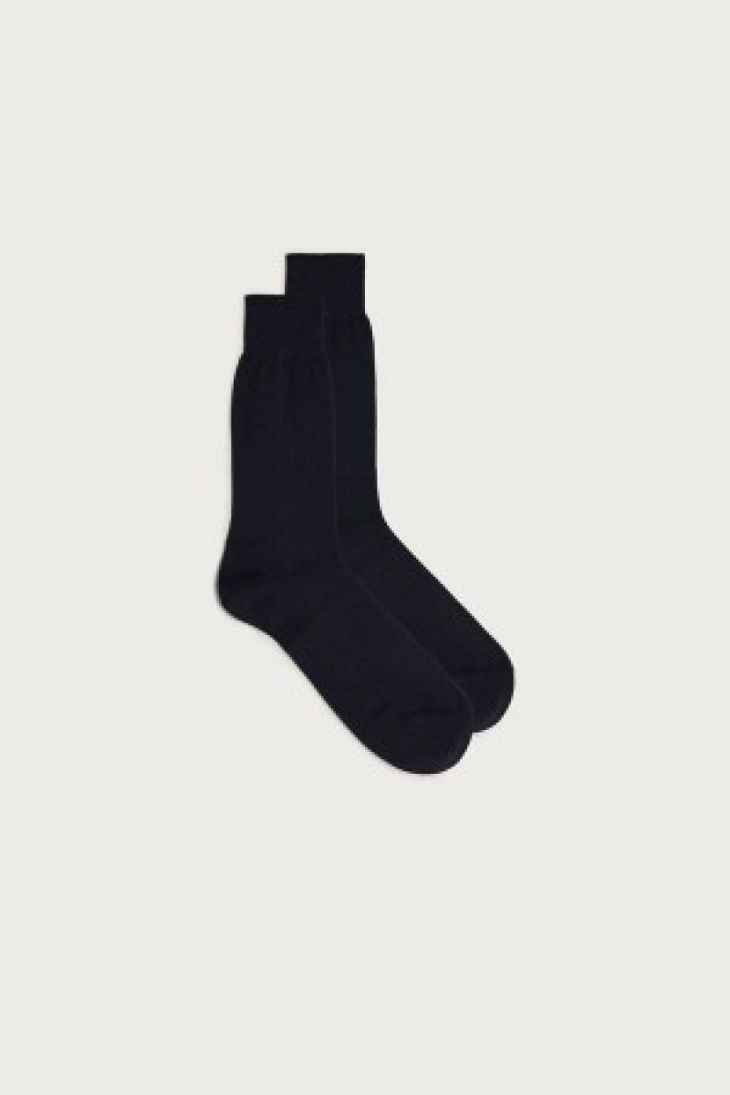 Intimissimi Kort Chashmere-Silk-Bomulds Socks Blå | DKICD41284