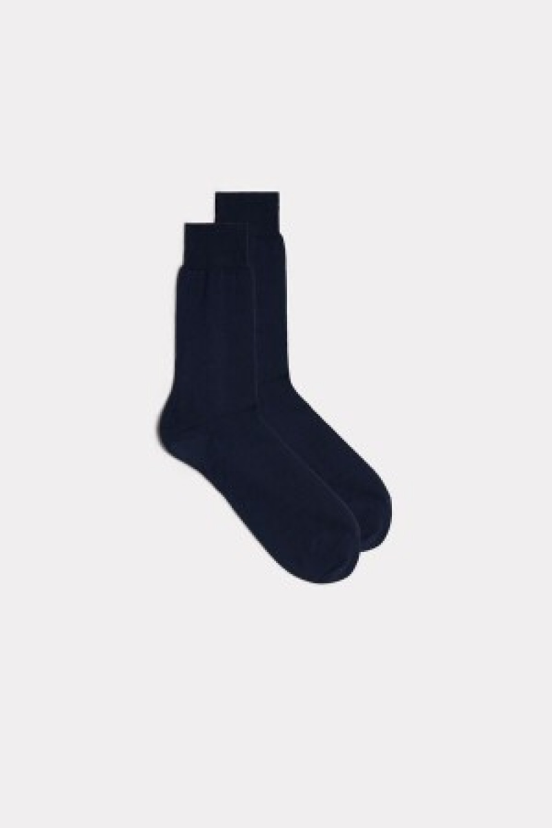 Intimissimi Kort Sateen Egyptian Bomulds Socks Blå | BDKSO36875