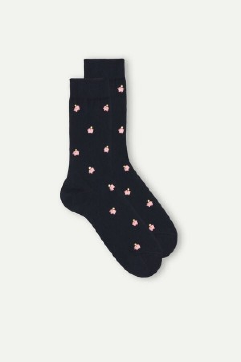 Intimissimi Kort Socks in Patterned Bomulds Blå | DKNEJ50099