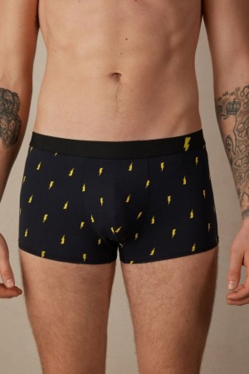 Intimissimi Lightning Bolt Boxers in Microfiber Sort | DKNEJ34480