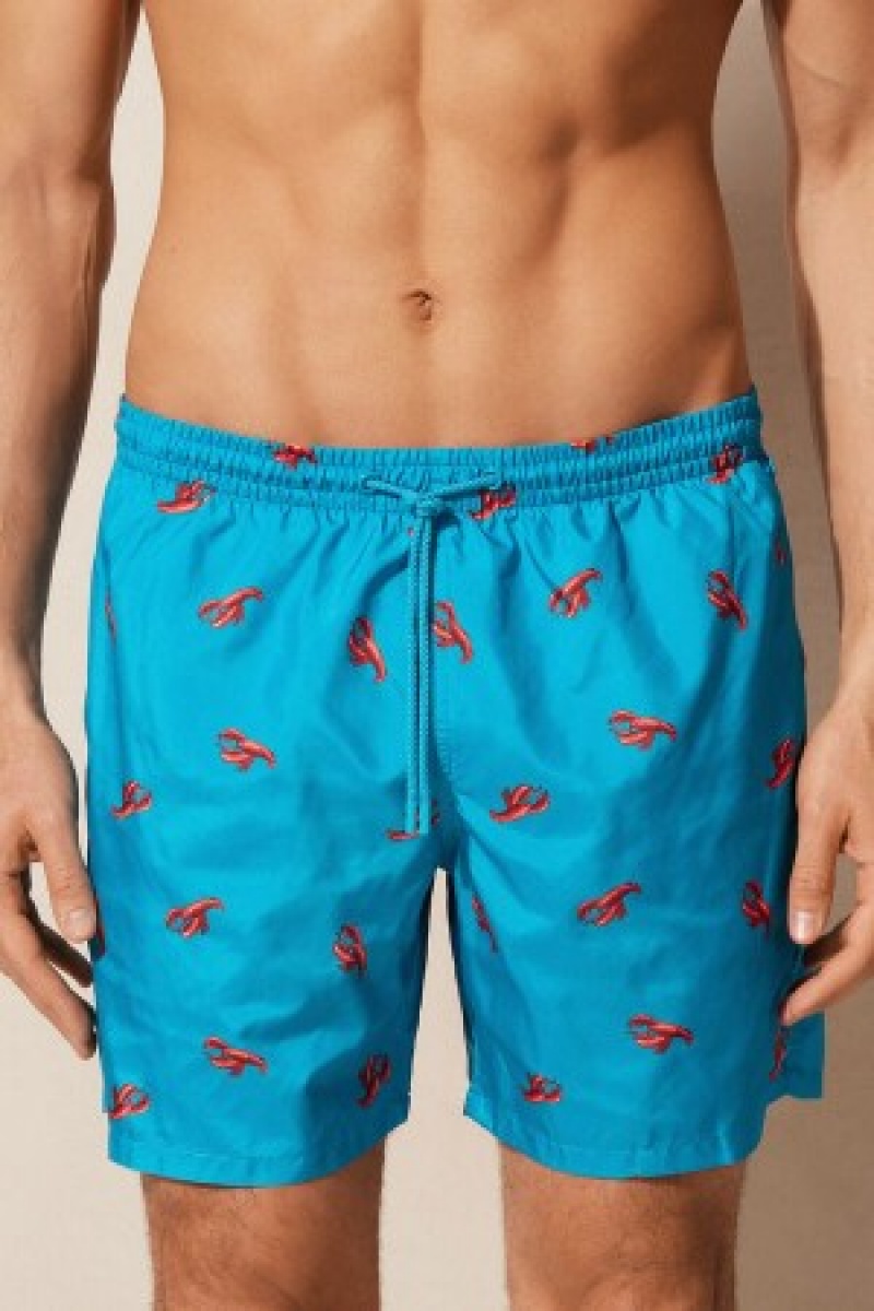 Intimissimi Lobster Print Swim Trunks Blå | DKCIF63679