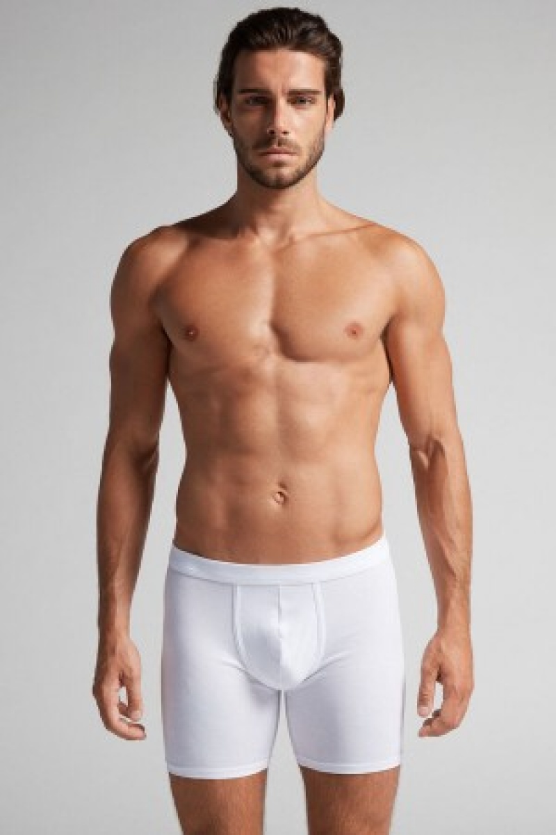 Intimissimi Long Boxers in Stretch Supima® Bomulds Hvide | DKIIZ35199