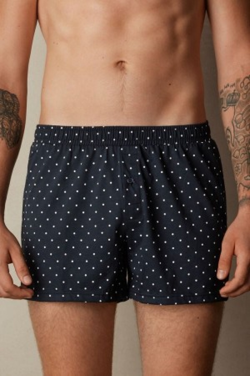 Intimissimi Patterned Bomulds Jersey Relaxed Fit Boxers Blå | DKDYB36664