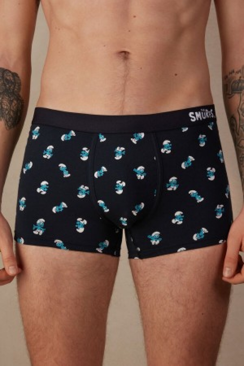 Intimissimi Smurf Boxers in Stretch Supima® Bomulds Blå | DKEGJ56817