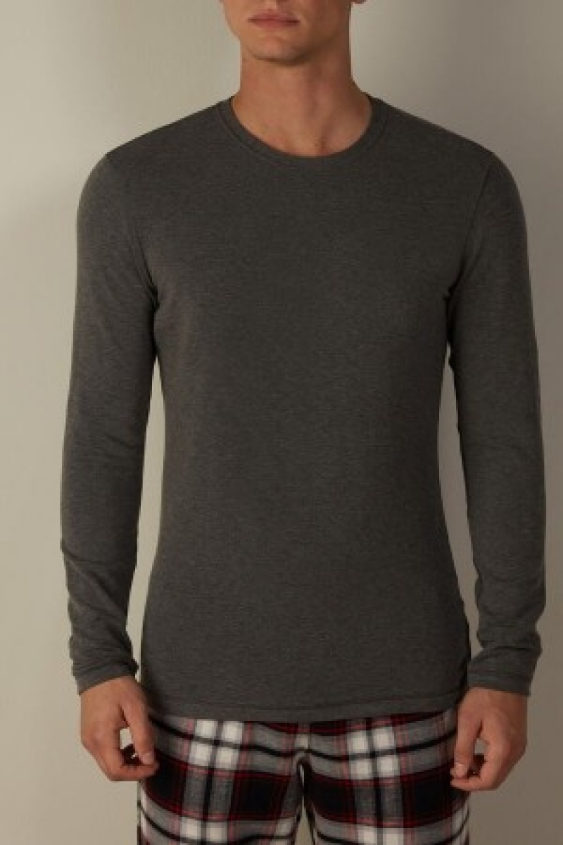 Intimissimi Long-Sleeve Modal-Cashmere Top Mørkegrå | UDKTG45912