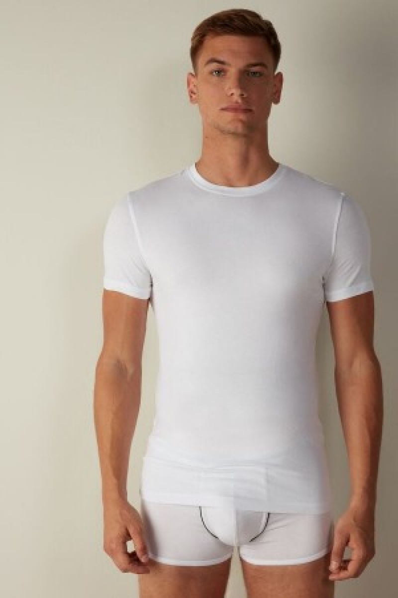 Intimissimi T-shirt in Stretch Supima® Bomulds Hvide | DKNZX18124