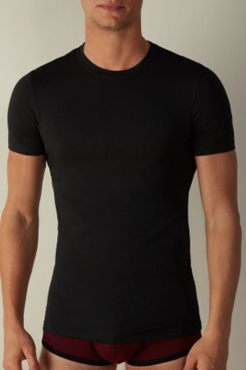 Intimissimi T-shirt in Stretch Supima® Bomulds Sort | LDKSX42705