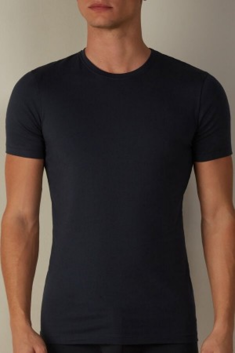 Intimissimi T-shirt in Stretch Supima® Bomulds Blå | UDKTG19034